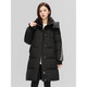 Flying in the Snow Down Jacket Women's Mid-Length 2025 New Fashion Thickened Hooded Warm Winter Casual Jacket Black M