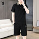 Playboy (Playboy) High-End-Lapel-Shorts-Shorts-Shorts für Herren-Sommer-High-End-Freizeitsportarten zweiteiler Set Herren-Kleidung für Herren bequeme, off-weiße 9902 [Set] M [Vorgeschlagen 90-105jin [Jin gleich 0,5 kg]]]