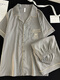 Qinji men's pajamas thin summer cloud cotton three-piece set men's pajamas summer cloud cotton short sleeve three-thin summer 12608 XXXL code (recommended height 185 and weight 175~195 average size