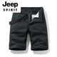 JEEP SPIRIT品牌优选多口袋纯棉工装短裤男宽松直筒五分2025夏季ins休闲中裤 17152军绿 (不含腰带) 38 3尺1（175-190斤）