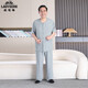 Classic car new fashion fashion home middle-aged dad artificial cotton suit elderly cotton silk pajamas men's cardigan summer short navy blue 4XL recommended 165-195Jin Jin equals 0.5 kg