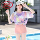 浪莎（LangSha）泳衣女泡温泉保守学生分体三件套游泳衣2025新款大码胖mm遮肚泳装 6625-白色 2XL (120-135斤)
