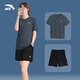 Anta Sports Suit for Women Summer Sensing Ice Sensing Badminton Strying Shorts Shorts Traje deportivo Set [Traje deportivo de sensación de hielo] Pure White/Basic Black L/175 [mismo estilo para hombres y mujeres]