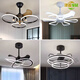 
XMSJ bedroom light 2025 pop light luxury style with fan fan lamp master bedroom dining ceiling fan lamp household hanger 1W invisible model 9227 white 60CM-three colors-variable frequency