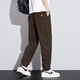 Ronghu ice silk drooping casual pants for men 2025 new summer thin fast dry trendy harem pants loose work trousers K143 black XL [Suggested 115-130Jin [Jin equals 0.5 kg]]