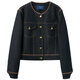 
Three Color 2025 Autumn New Imitation Denim Jacket Round Neck Loose Cardigan Retro Simple Short M Deep Sea Blue M 160/84A