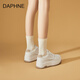 达芙妮;DAPHNE简约透气板鞋女2025秋季新款休闲小白鞋低帮厚底面包鞋系带鞋子女 卡其色 36