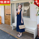
Hengyuanxiang salt-style retro black ear sleeveless vest contrasting denim dress for women in summer Korean style playful age-reducing A-line skirt denim blue S 105Jin [Jin equals 0.5 kg]