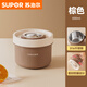 SUPOR 316 Stainless Steel Insulated Lunch Box Microwave Heated Soup Can Student Sealed Breakfast Bowl Mini Lunch Box 316 Steel Brown-Large 600ml