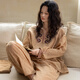
Jumashi pajamas ladies spring and autumn 2025 new high-end embroidered long sleeves can be worn on the outside loose large-size home clothing set S85130# long-sleeved trousers-Grapese M [recommended 80-120Jin [Jin equals 0.5 kg] wear] There is a lining on the chest