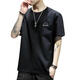 
RVFAN men's short-sleeved T-shirt in summer solid color youth fashion loose round neck pullover casual versatile base shirt large size T733 gray XL