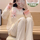 常缕竺睡衣女夏季开衫长袖长裤套装夏天女士2025新款卡通春秋冬款家居服 SSM-3882 M  【75-100斤】