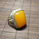 Ruoximeng antique antique Qing Dynasty style chicken fat yellow beeswax ring ring old silver inlaid open silver ring pure silver ring ring antique antique Qing Dynasty style chicken fat yellow beeswax ring face