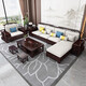 Sala de estar de madera maciza de yayuan nueva combinación de telas de estilo chino de estilo chino Light Luxury Small Apartment Muebles 9906 [Combinación] 1+1+3 [Algodón] Cubierta de algodón y lino
