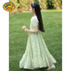 Harrow little yellow duck HAL.DUCK girls' dress summer 2025 new fashionable children's chiffon floral skirt thin big children's summer cotton skirt 6630 light blue free pearl headband 120 cm