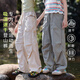 
OVE girls quick-drying pants for summer thin children's sports ice silk hiking workwear outdoor girls big children hiking pants climbing 15261 shallow khaki 140 cm