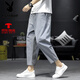 
Playboy (PLAYBOY) linen cropped pants men's pants cotton linen harem pants Japanese retro casual pants trendy brand loose bloomers thin black L 115-125Jin [Jin equals 0.5 kg]