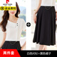 Pierre cardin chiffon shirt for women in summer short-sleeved thin 2025 new style sexy temperament small versatile fashion two-piece set black skirt 1098 S