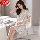 Langsha Nightgown For Women in Summer Ice Silk Silk à manches courtes longues pyjamas 2025 Nouvelle imitation d'été Silk Mère Dress Vêtements à la maison 9928 M