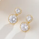 Pendientes de circón Super Flash de moda para mujeres inspires reales chapados en oro reales 925 Pendientes de aguja de plata fabricante al por mayor AC-1047 cobre + oro real chapado en chapado