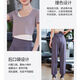 Shantou Lincun Yoga Wear Pilates Suit Three-piece Loose 2025 Quick-drying High-Elastic Sports Suit Women's Summer Large Size Slim Gray Purple (Short Sleeve) + Dark Purple (Trousers) One Set One Size Suitable for 80-110 Jin Jin is equal to 0.5 kg Wear