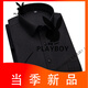 Playboy (Playboy) Sommer weiße Eis Silk Kurzärärmelhemd Herrendünn gestreifter Vater mittleren Alters Casual Formal No Iron Shirt DX6624 41