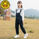 G.DUCKKIDS韩系女童背带裤套装春秋季新款洋气宽松新款时髦中大童可爱两件套 白色学院 110 码建议100CM