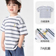 
Uniqkuku [same style in the mall] boys summer suit short-sleeved striped T-shirt denim shorts children baby trendy children summer U15870 denim medium blue 90 cm