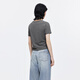 Mousssy 2025 Sommer Neues Produkt Casual Style Butterfly bedrucktes Baumwollkurzärmel-T-Shirt für Frauen 028isa90-3891 160 graue Single-Größe