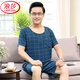 LangSha (LangSha) middle-aged and elderly dad pajamas men's summer cotton silk short sleeve shorts thin model modal ice silk home clothing set 2694 L