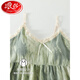 Langsha Suspender Nightgown avec pain de poitrine Summer Summer Coton pur coton pyjamas pure et sexy fille robe décontractée QM6623 M Single Taille
