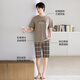 兰缪 (LAMIU)睡衣男款男士夏季纯棉2025新款短袖夏款三件套装韵家居服夏天 LJF6621乌羽色条纹 XL