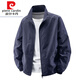 Pierre cardin 2025 new spring and autumn stand-up collar jacket for men thin jacket for men casual spring and autumn waterproof thin style knitted 9928 hooded-khaki M