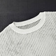 MeiYANG (MEIYANG) green screen sweater, hazy light and shadow, vertical strips, slightly transparent round neck, long sleeve shirt, white XL