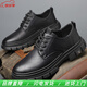 YRC men's shoes new British sports casual leather shoes men's genuine leather breathable lace business soft sole work shoes A style black single shoes four seasons 42 standard leather shoe size