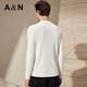 Antonio Light Luxury Simple & Contains Wool Autumn Henley Collar Sweater Men's Delicate Skin Friendly Breathable Long Sleeve T-Shirt Thin White 2XL/54(185/100A)