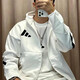 
Adidas men's and women's sportswear suits Spring new couple's casual and fashionable hooded jacket jacket top White shaped jacket/men's style/single-piece XS