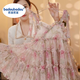 Croton Croton (Badoubadou) [6198 People Collection] 2025 Kleid Kleid Sommerer Mädchen Rock Girls Baby Blumenmodische Hosenträger Rosa Blumenrock Rock 90