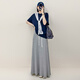 
MeiYANG Lingbo No. 2 skirt 50 combed cotton contrast webbing medium-length light umbrella skirt Grey (extended version) L