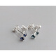 DL 1998 Fat Donglai same style tanzanite earrings natural 3mm sapphire London blue topaz mini silver earrings for women Tanzanite blue 3mm丨silver pair