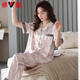 Yalu high-end 2025 pajamas for women in summer satin short-sleeved trousers new summer silk summer middle-aged mother home clothes 6626 L (weight 100-120 Jin [Jin equals 0.5 kg])