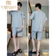 Modal Herren Pyjamas Herren Sommer Dünne kurzärmelige Shorts und Fettpläuspunkt- und junge Menschen können außerhalb von 9928# XL zu Hauskleidung tragen [vorgeschlagen 120-140jin [Jin gleich 0,5 kg]]