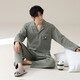 
100% pure cotton men's pajamas spring and autumn lapel long sleeve trousers cotton suit for middle-aged and young people loose to go out T16803 men's style [long sleeve + trousers] XL [120-140Jin[Jin equals 0.5 kg]]