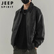 Jeep Spirit Jeep Retro Chaqueta de cuero Retro Spring y Autumn Flying Leater Chaqueta American Motorcycle Traje Black XL