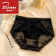 
Arctic velvet 4-plate French satin sexy lace mesh underwear for girls 2025 new summer thin women's briefs y3883-green + black + purple M suitable for 80-100Jin [Jin equals 0.5 kg]