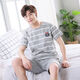
Mu Fengqing pure color cotton summer thin pajamas for men wear plus size summer home clothes short-sleeved youth Korean style suit 9928# (short-sleeved shorts) L [95Jin[Jin equals 0.5 kg]-120Jin[Jin equals 0.5 kg]]