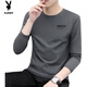 Playboy (Playboy) Langarmed T-Shirt für Männer 2025 Herbst neues Basishemd für Männer Frühling und Herbst Casual Ice Seidenrunde Hals Top für Männer 9209 Black M Empfohlen 70-90jin [Jin gleich 0,5 kg]
