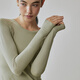 GIGT Jiji Yoga Wear Top Women's Autumn Slim Yoga Long Sleeve Breathable Sports T-Shirt Shaping Pilates Training Wear Light Mint Green L