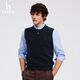 HAZZYS Haggis autumn casual Henry collar cardigan vest sweater men's solid color fashionable inner top navy blue 170 92A 46