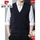 Pierre Cardin pure wool vest men's autumn and winter new middle-aged thickened wool vest cardigan base dad outfit medium gray ZYR1766-1 M 165 recommended 90-115Jin Jin equals 0.5 kg